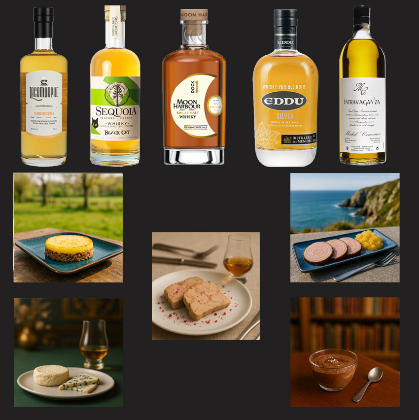 Atelier dégustation whisky français à Paris 5 avec 5 plats