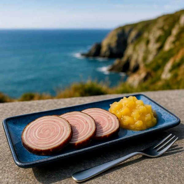 Whisky Français Eddu avec plat dégustation Andouille de Guéméné et sa compotée de pomme Golden